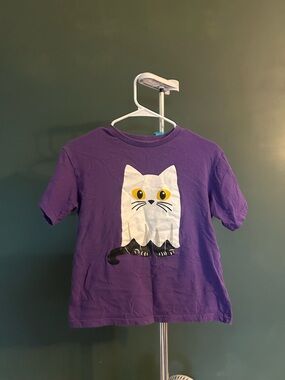 Celebrate It Purple Tee with White Cat Graphic